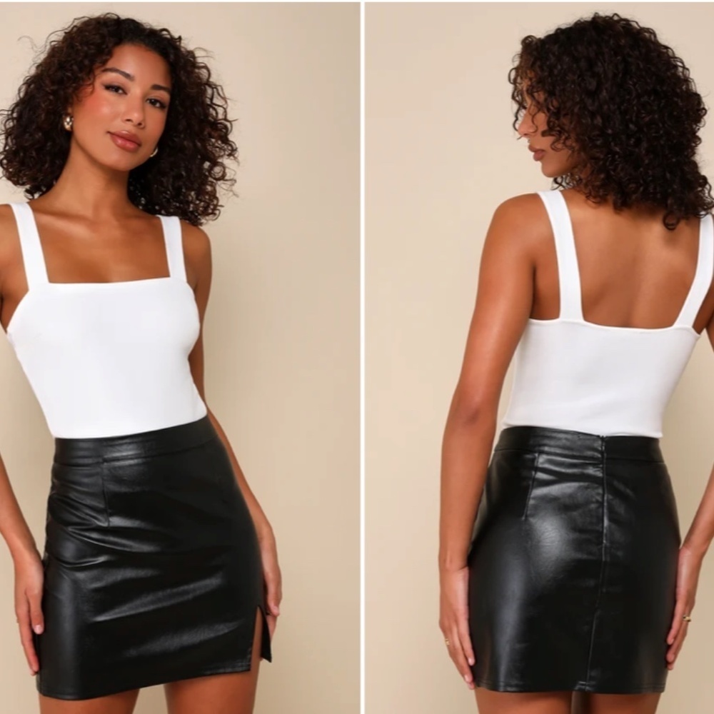 LULU's Sexy Chic Party Night Out Date Out Vegan Leather Mini Skirt